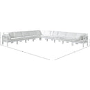  Meridian Nizuc 180" White Water Resistant Fabric Upholstered 10 pc Outdoor Patio Modular Sectional IMAGE 8