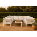  Meridian Nizuc 120" White Water Resistant Fabric Upholstered 10 pc Outdoor Patio Modular Sectional IMAGE 2