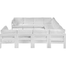  Meridian Nizuc 120" White Water Resistant Fabric Upholstered 10 pc Outdoor Patio Modular Sectional IMAGE 4