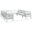  Meridian Nizuc 120" White Water Resistant Fabric Upholstered 10 pc Outdoor Patio Modular Sectional IMAGE 8