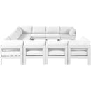  Meridian Nizuc 150" White Water Resistant Fabric Upholstered 11 pc Outdoor Patio Modular Sectional IMAGE 4