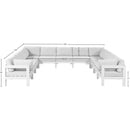  Meridian Nizuc 150" White Water Resistant Fabric Upholstered 11 pc Outdoor Patio Modular Sectional IMAGE 7