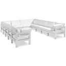  Meridian Nizuc 120" White Water Resistant Fabric Upholstered 12 pc Outdoor Patio Modular Sectional IMAGE 1
