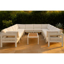  Meridian Nizuc 120" White Water Resistant Fabric Upholstered 12 pc Outdoor Patio Modular Sectional IMAGE 2