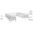  Meridian Nizuc 120" White Water Resistant Fabric Upholstered 12 pc Outdoor Patio Modular Sectional IMAGE 9