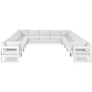  Meridian Nizuc 150" White Water Resistant Fabric Upholstered 13 pc Outdoor Patio Modular Sectional IMAGE 1