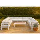  Meridian Nizuc 150" White Water Resistant Fabric Upholstered 13 pc Outdoor Patio Modular Sectional IMAGE 2