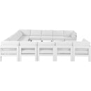  Meridian Nizuc 150" White Water Resistant Fabric Upholstered 13 pc Outdoor Patio Modular Sectional IMAGE 4
