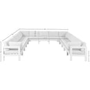  Meridian Nizuc 150" White Water Resistant Fabric Upholstered 13 pc Outdoor Patio Modular Sectional IMAGE 7