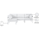  Meridian Nizuc 90" White Water Resistant Fabric Upholstered 4 pc Outdoor Patio Modular Sectional IMAGE 12
