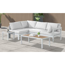  Meridian Nizuc 90" White Water Resistant Fabric Upholstered 4 pc Outdoor Patio Modular Sectional IMAGE 3