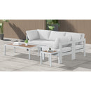  Meridian Nizuc 90" White Water Resistant Fabric Upholstered 4 pc Outdoor Patio Modular Sectional IMAGE 4