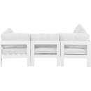  Meridian Nizuc 90" White Water Resistant Fabric Upholstered 4 pc Outdoor Patio Modular Sectional IMAGE 5