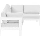  Meridian Nizuc 90" White Water Resistant Fabric Upholstered 4 pc Outdoor Patio Modular Sectional IMAGE 8