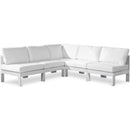  Meridian Nizuc 90" White Water Resistant Fabric Upholstered 5 pc Outdoor Patio Modular Sectional IMAGE 1