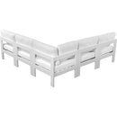  Meridian Nizuc 90" White Water Resistant Fabric Upholstered 5 pc Outdoor Patio Modular Sectional IMAGE 3