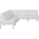  Meridian Nizuc 90" White Water Resistant Fabric Upholstered 5 pc Outdoor Patio Modular Sectional IMAGE 5
