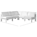  Meridian Nizuc 90" White Water Resistant Fabric Upholstered 5 pc Outdoor Patio Modular Sectional IMAGE 8