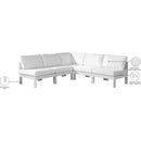  Meridian Nizuc 90" White Water Resistant Fabric Upholstered 5 pc Outdoor Patio Modular Sectional IMAGE 9