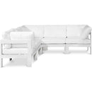  Meridian Nizuc 90" White Water Resistant Fabric Upholstered 5 pc Outdoor Patio Modular Sectional IMAGE 1