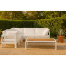  Meridian Nizuc 90" White Water Resistant Fabric Upholstered 5 pc Outdoor Patio Modular Sectional IMAGE 2