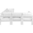  Meridian Nizuc 90" White Water Resistant Fabric Upholstered 5 pc Outdoor Patio Modular Sectional IMAGE 4
