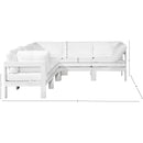  Meridian Nizuc 90" White Water Resistant Fabric Upholstered 5 pc Outdoor Patio Modular Sectional IMAGE 7