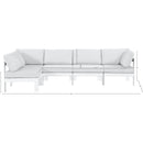  Meridian Nizuc 120" White Water Resistant Fabric Upholstered 5 pc Outdoor Patio Modular Sectional IMAGE 11