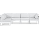  Meridian Nizuc 120" White Water Resistant Fabric Upholstered 5 pc Outdoor Patio Modular Sectional IMAGE 1