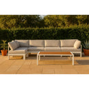  Meridian Nizuc 120" White Water Resistant Fabric Upholstered 5 pc Outdoor Patio Modular Sectional IMAGE 2