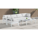  Meridian Nizuc 120" White Water Resistant Fabric Upholstered 5 pc Outdoor Patio Modular Sectional IMAGE 3