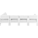  Meridian Nizuc 120" White Water Resistant Fabric Upholstered 5 pc Outdoor Patio Modular Sectional IMAGE 6
