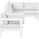  Meridian Nizuc 120" White Water Resistant Fabric Upholstered 5 pc Outdoor Patio Modular Sectional IMAGE 7