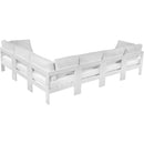  Meridian Nizuc 120" White Water Resistant Fabric Upholstered 6 pc Outdoor Patio Modular Sectional IMAGE 3