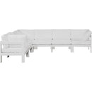  Meridian Nizuc 120" White Water Resistant Fabric Upholstered 6 pc Outdoor Patio Modular Sectional IMAGE 5