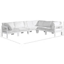  Meridian Nizuc 120" White Water Resistant Fabric Upholstered 6 pc Outdoor Patio Modular Sectional IMAGE 8