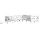  Meridian Nizuc 120" White Water Resistant Fabric Upholstered 6 pc Outdoor Patio Modular Sectional IMAGE 9
