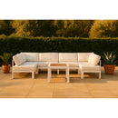  Meridian Nizuc 120" White Water Resistant Fabric Upholstered 6 pc Outdoor Patio Modular Sectional IMAGE 2