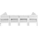  Meridian Nizuc 120" White Water Resistant Fabric Upholstered 6 pc Outdoor Patio Modular Sectional IMAGE 3