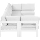  Meridian Nizuc 120" White Water Resistant Fabric Upholstered 6 pc Outdoor Patio Modular Sectional IMAGE 4