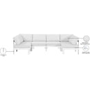  Meridian Nizuc 120" White Water Resistant Fabric Upholstered 6 pc Outdoor Patio Modular Sectional IMAGE 8