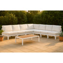 Meridian Nizuc 120" White Water Resistant Fabric Upholstered 7 pc Outdoor Patio Modular Sectional IMAGE 2
