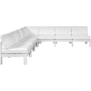  Meridian Nizuc 120" White Water Resistant Fabric Upholstered 7 pc Outdoor Patio Modular Sectional IMAGE 5