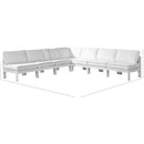  Meridian Nizuc 120" White Water Resistant Fabric Upholstered 7 pc Outdoor Patio Modular Sectional IMAGE 8