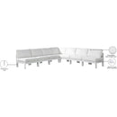  Meridian Nizuc 120" White Water Resistant Fabric Upholstered 7 pc Outdoor Patio Modular Sectional IMAGE 9