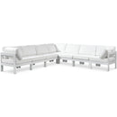  Meridian Nizuc 120" White Water Resistant Fabric Upholstered 7 pc Outdoor Patio Modular Sectional IMAGE 1