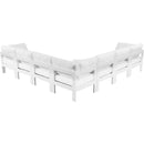  Meridian Nizuc 120" White Water Resistant Fabric Upholstered 7 pc Outdoor Patio Modular Sectional IMAGE 3