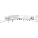  Meridian Nizuc 120" White Water Resistant Fabric Upholstered 7 pc Outdoor Patio Modular Sectional IMAGE 9