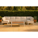  Meridian Nizuc 150" White Water Resistant Fabric Upholstered 7 pc Outdoor Patio Modular Sectional IMAGE 2