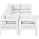  Meridian Nizuc 150" White Water Resistant Fabric Upholstered 7 pc Outdoor Patio Modular Sectional IMAGE 4